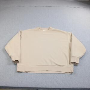 MATE Sweatshirt Women XS/S Beige Organic Cotton Terry Crewneck Pullover Relaxed